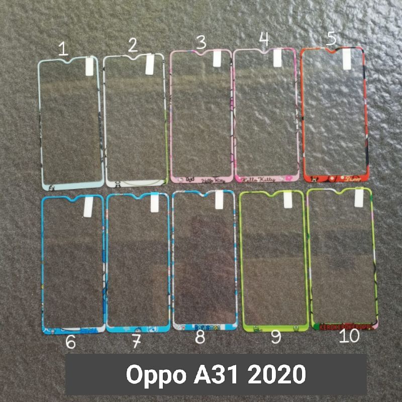 Tempered glass Oppo A31 2020 . A8 motif gambar karakter ( 7 motif ) anti gores kaca screen guard pelindung layar