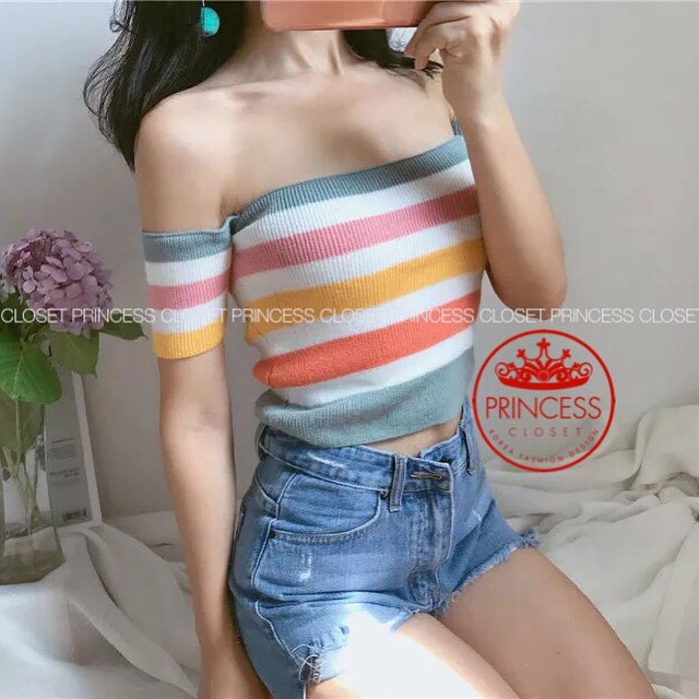 Sabrina Rajut Atasan Wanita Style Korea Import Bangkok Premium BKK T0004