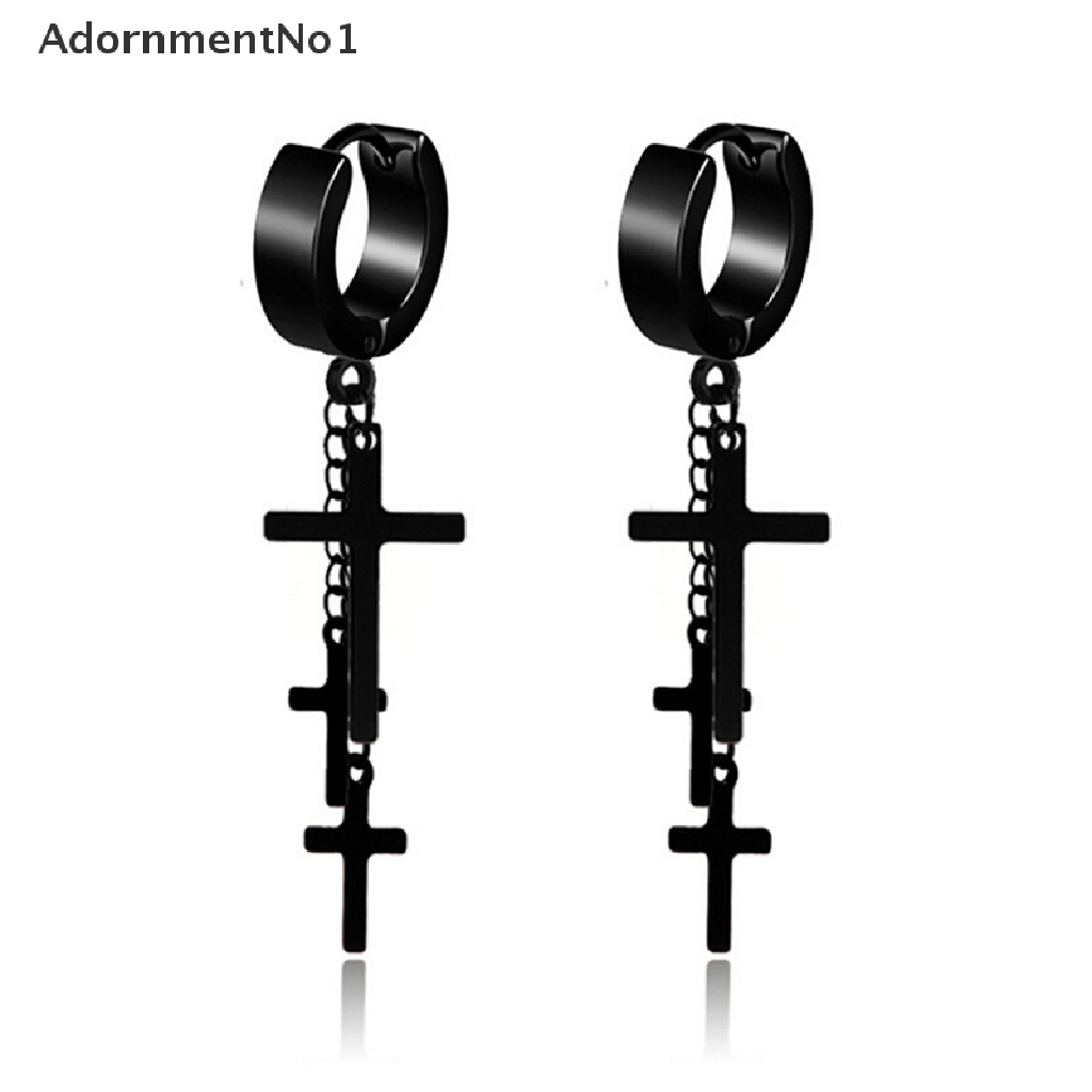 (AdornmentNo1) 1pc Anting Tusuk Bentuk Salib Aksen Rumbai Bahan Stainless Steel Untuk Wanita