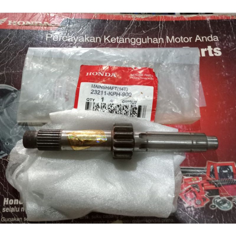 Mainshaft 14T Atau As Gigi Ratio Honda Karisma Kirana Supra X125 Kode 23211-KPH-900 Sesuai Foto