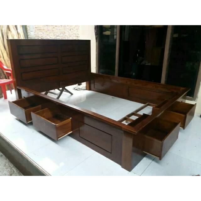 Dipan minimalis jati- dipan jati laci - mebel Jepara