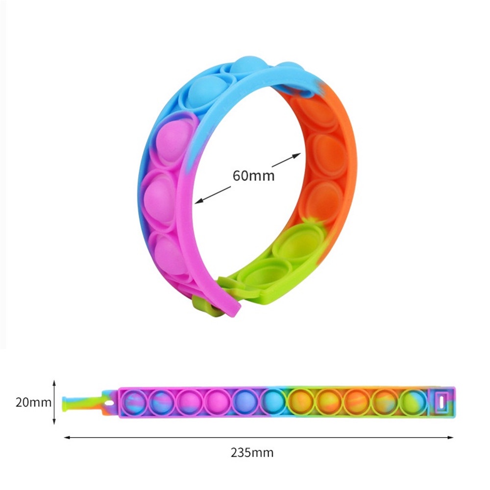 POP IT Fidget Toy Gelang Teka-teki Anak Dekompresi Jari Gelembung Musik Mainan Warna Gelang Silikon