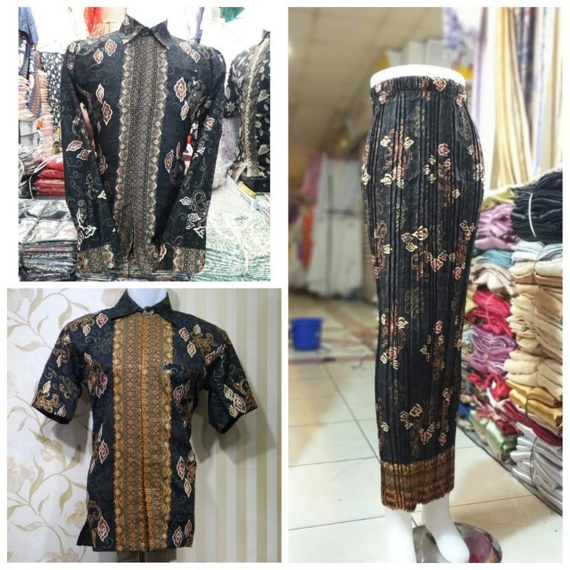 couple kemeja batik panjang Rok plisket / Couple keluarga / Couple batik / Serambit