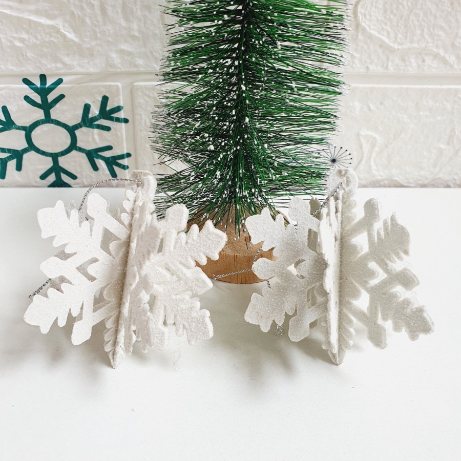 SNOWFLAKE 3D Murah Dekorasi Pohon Natal Gantungan Kepingan Salju Putih - KODE AB 7119