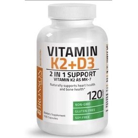 READY STOCK ORIGINAL BRONSON VIT K2 + D3 ISI 120 CAPSULES