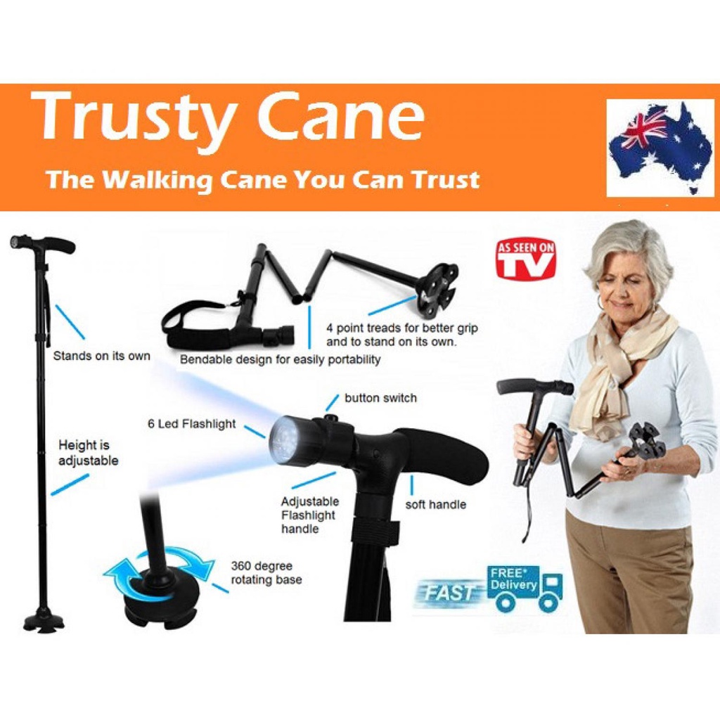 Trust Cane Lighted Crutch Five Sections Tongkat Bantu Jalan