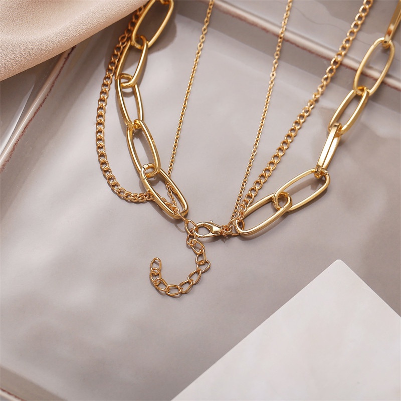 Set Kalung Multilayer Dengan Liontin Gembok Bintang Untuk Wanita