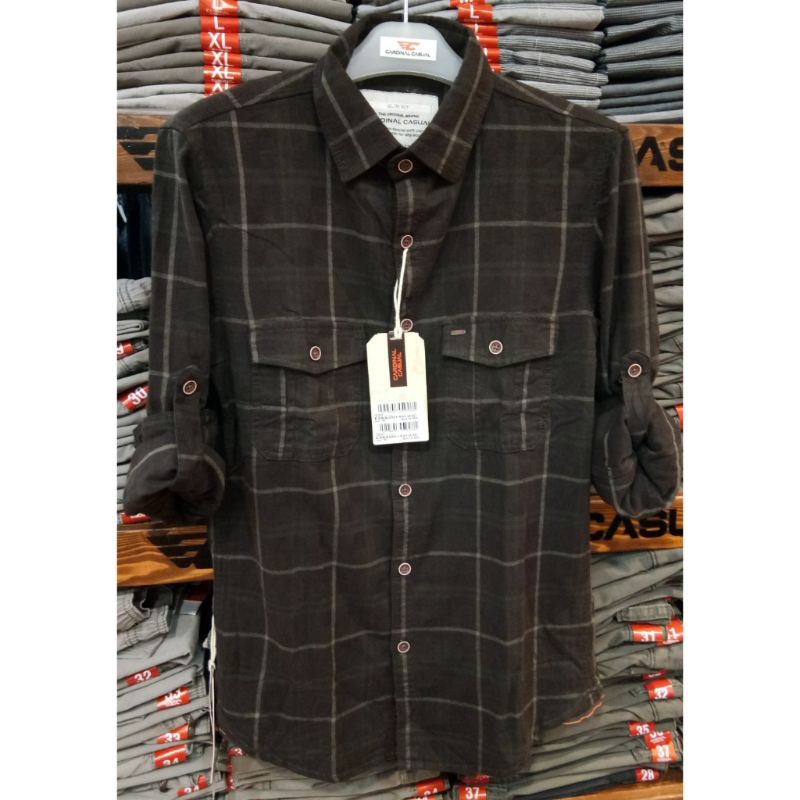 Kemeja Lengan Panjang Cardinal Casual Original Mens EAKAI0145J Coklat Tutung