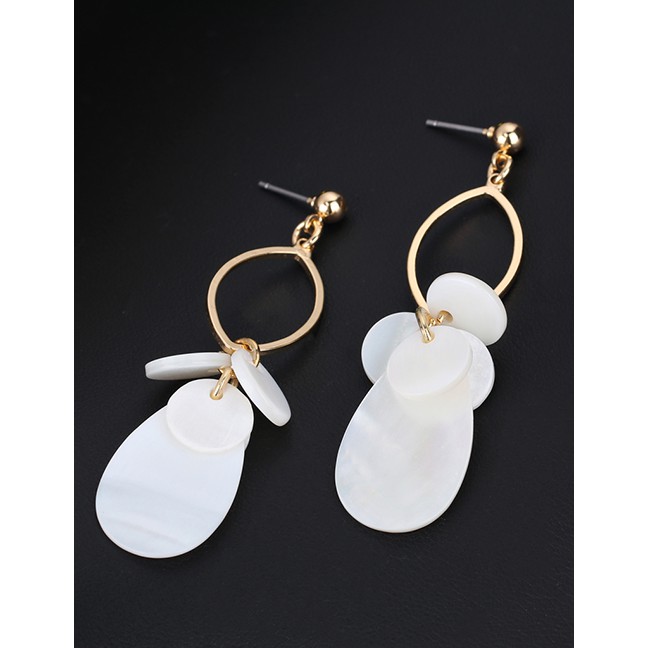 LRC Anting Tusuk Fashion Real Gold Alloy Shell Ring Earrings F79768