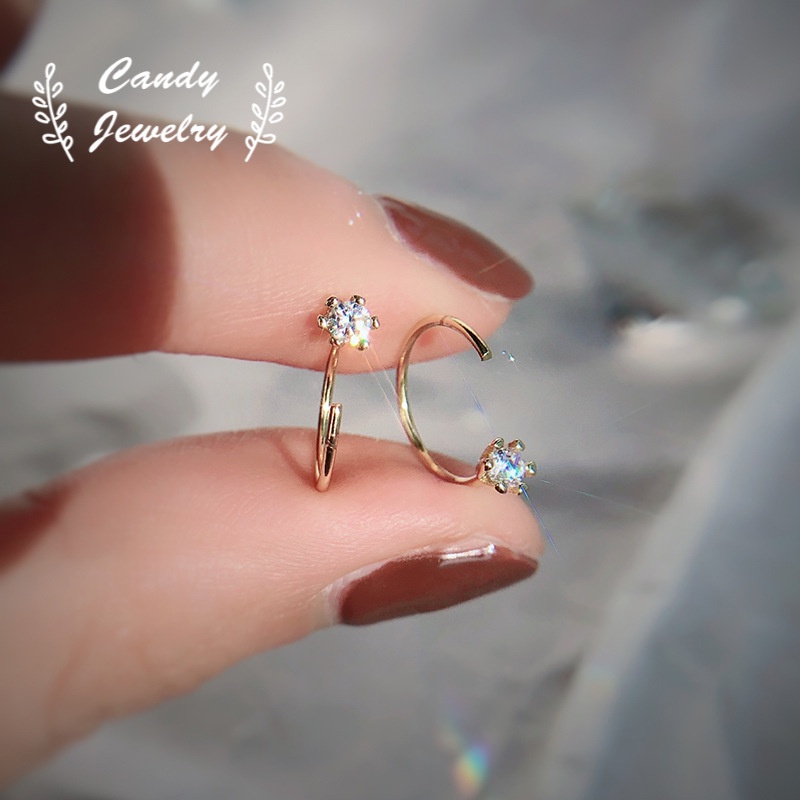 Candy Jewelry Fashion Zircon Copper Earring Rhinestone Hook Earrings for Women Silver Gold Color