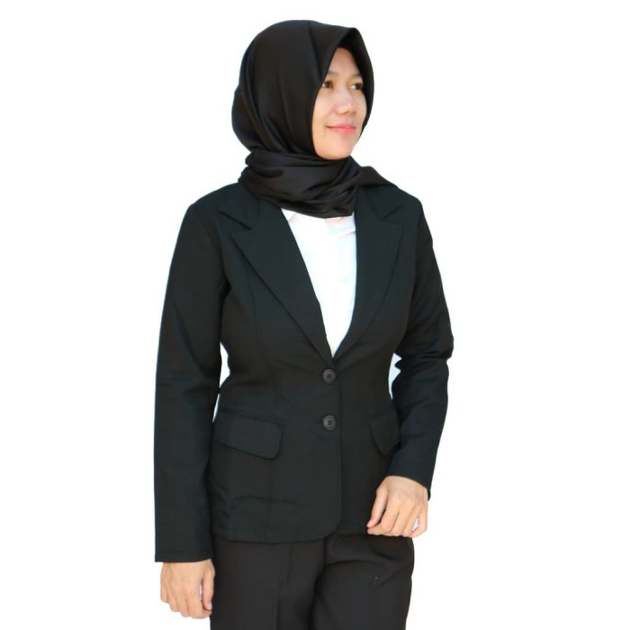 Jual Blazer wanita hitam JUMBO XXL - 5L / jas hitam/ jas kerja - 5L