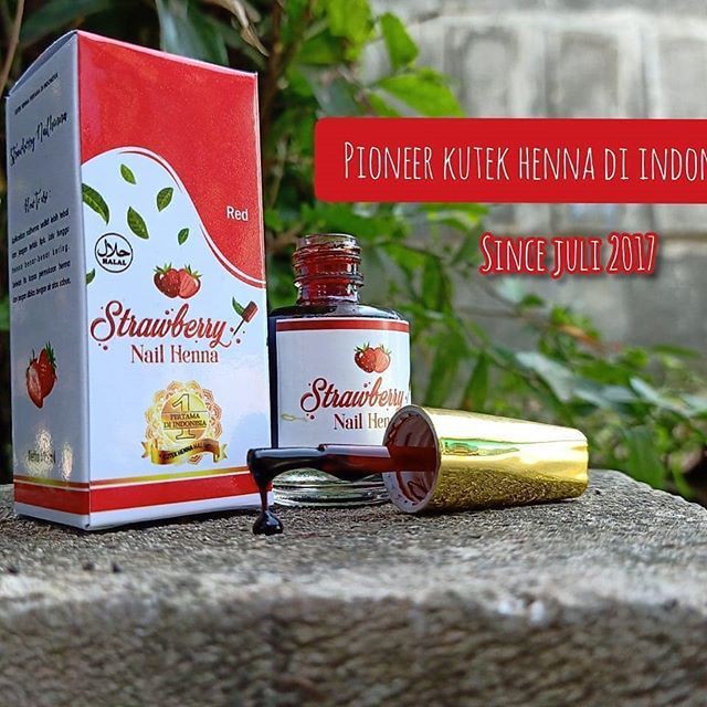 [ RED ] Kutek HENNA | Kutek Halal Wudhu Friendly Sah Sholat | Strawberry Nail Henna NHS