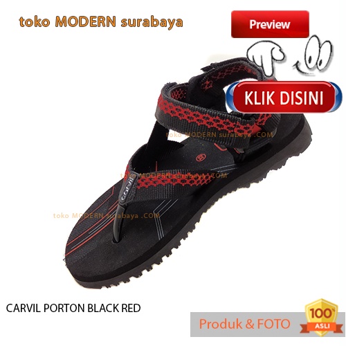 CARVIL PORTON BLACK RED sandal anak casual sandal gunung