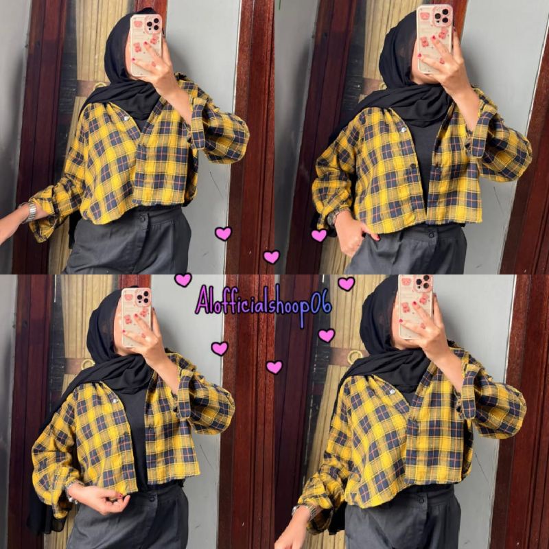 CROP TOP FLANEL / KEMEJA FLANEL WANITA / KEMEJA CROP / KEMEJA WANITA TERBARU-Al 29