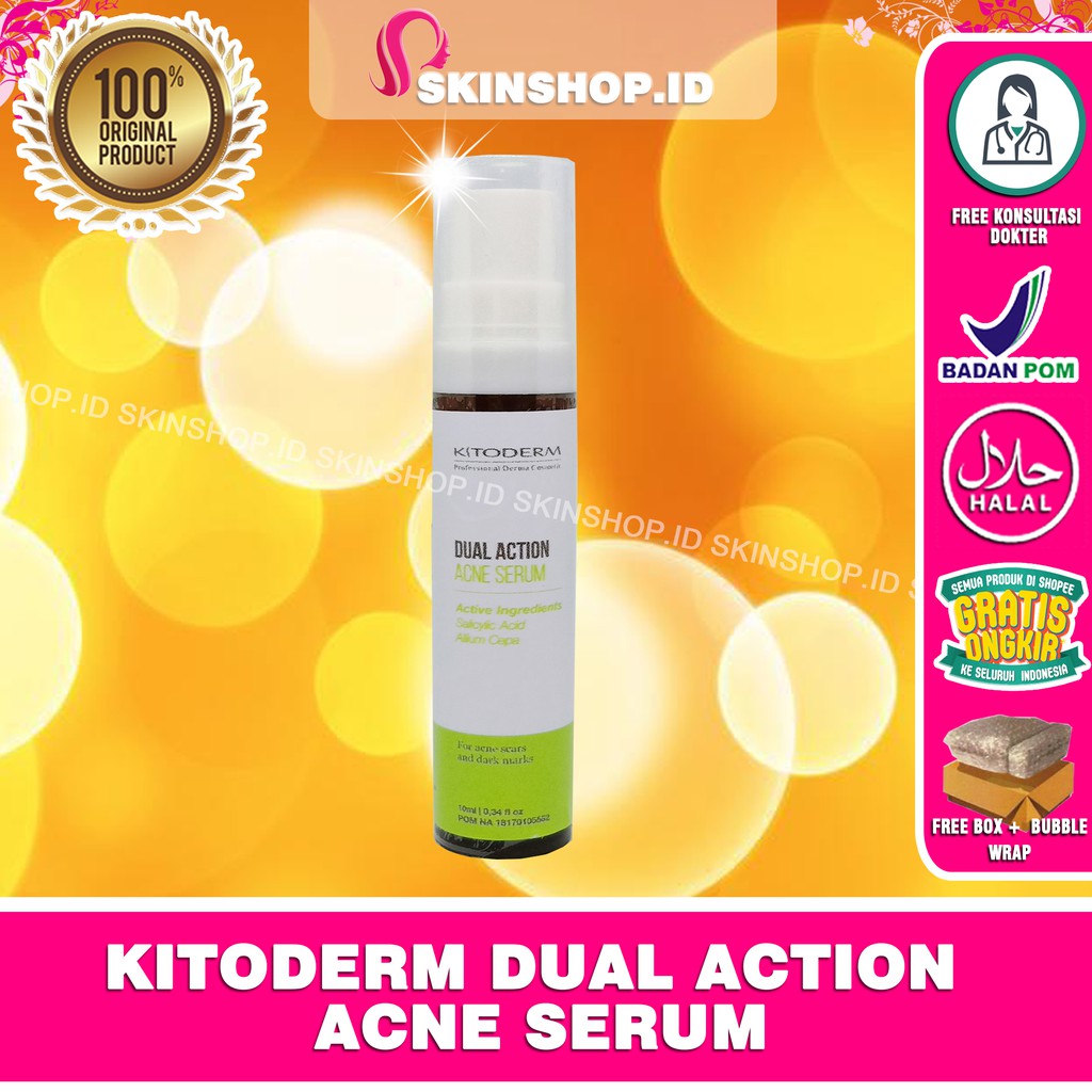 Kitoderm Dual Action Acne SERUM 10ml Original / Serum Jerawat Fungsi 2 in 1 BPOM Aman