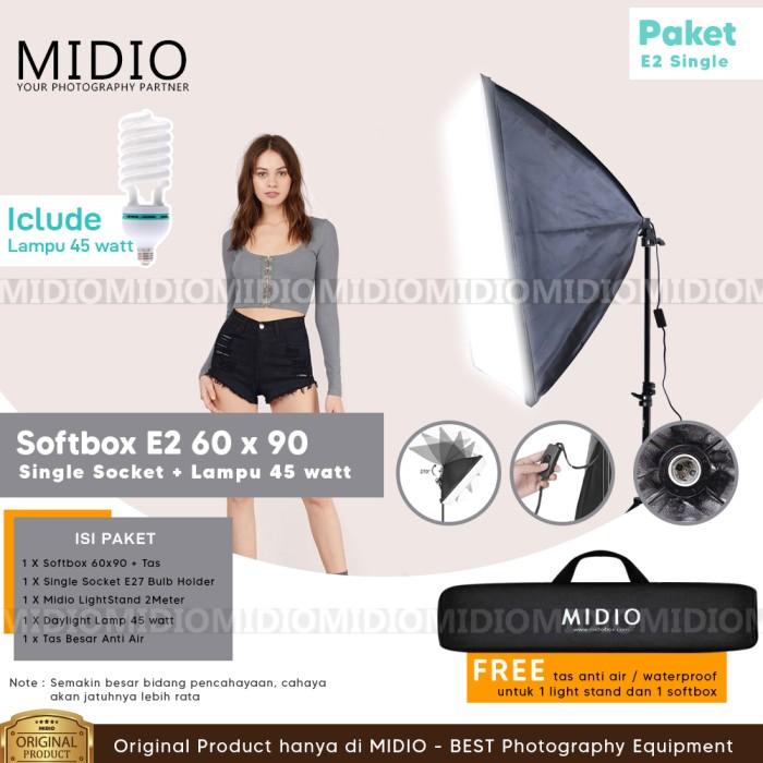 Paket Softbox Midio E2 Softbox 60x90 + Stand 2M Lampu Vlog Youtuber Best Seller