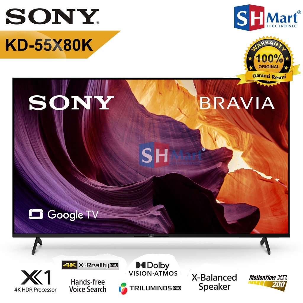 TV SONY BRAVIA 55 INCH KD55X80K UHD 4K HDR GOOGLE ANDROID TV 55X80K GARANSI RESMI (MEDAN)