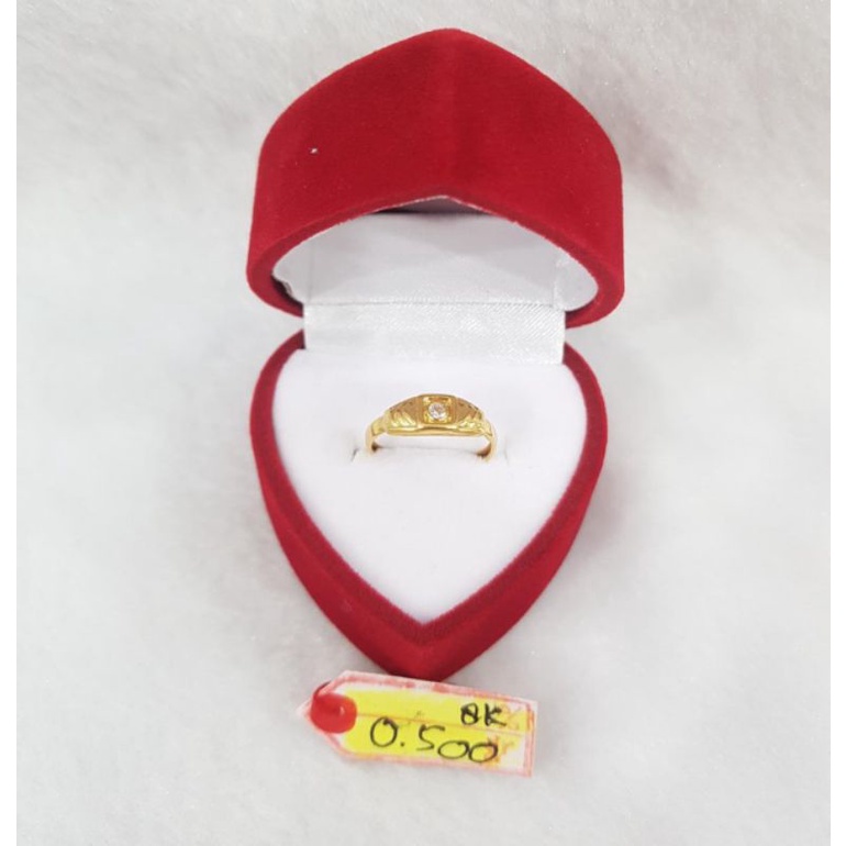 CA1008DLM cincin anak permata putih emas kuning asli berat 0.500 kadar 375% 8k  no 5 d 1,4cm