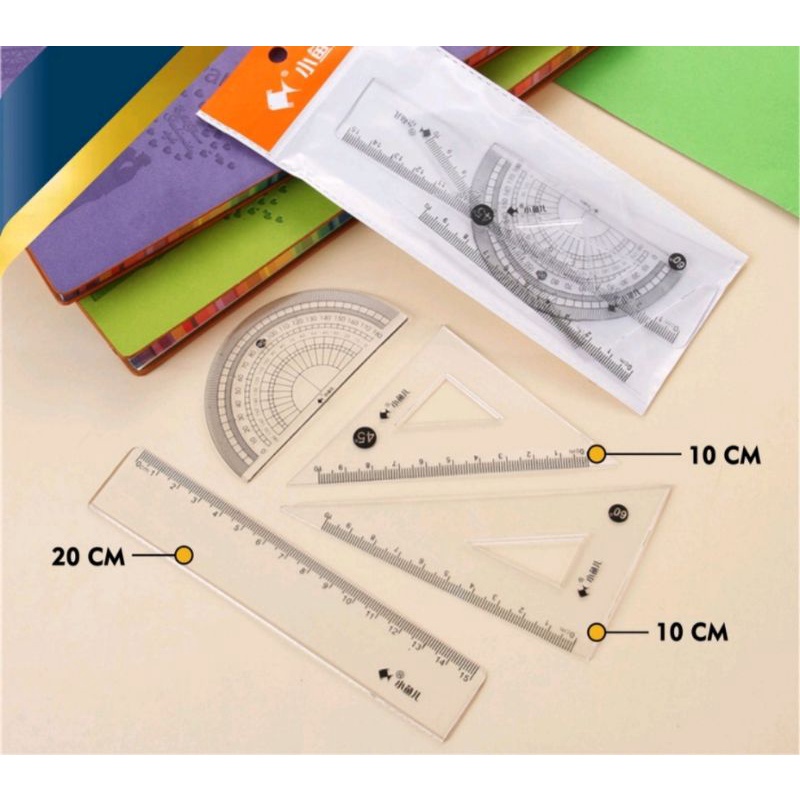 

Penggaris Satu Set Busur Derajat Mistar Penggaris Segitiga