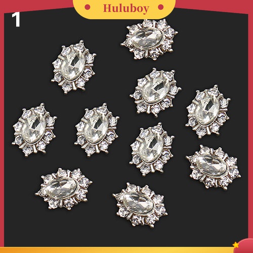 Huluboy Huluboy♡ 10pcs / Set Stiker Nail Art Desain Bunga Bahan Alloy Hias Kristal Berlian Imitasi Untuk Wanita