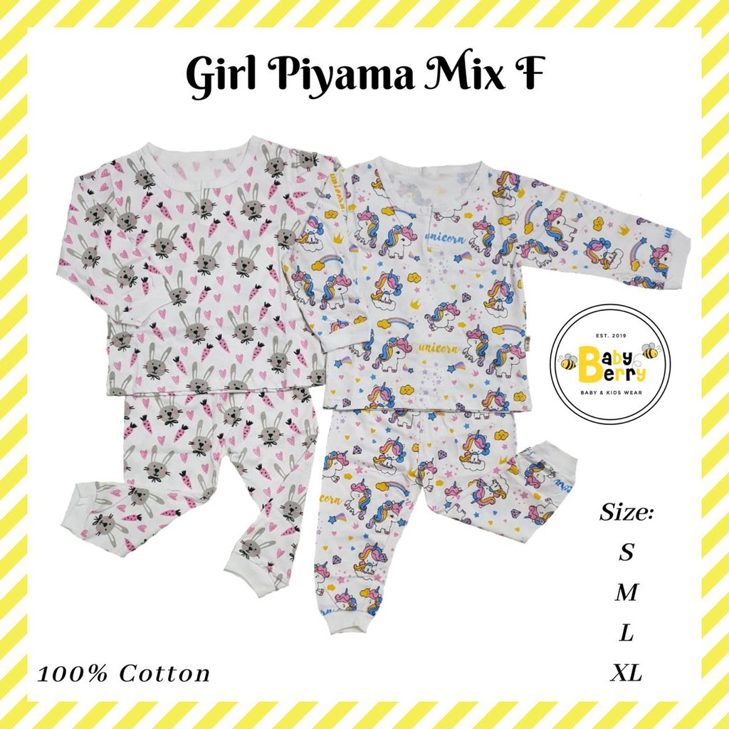 DAPAT 2 STEL PIYAMA BABYBERRY GIRL MIX F BAJU  TIDUR  ANAK  KAOS  ANAK  Shopee Indonesia