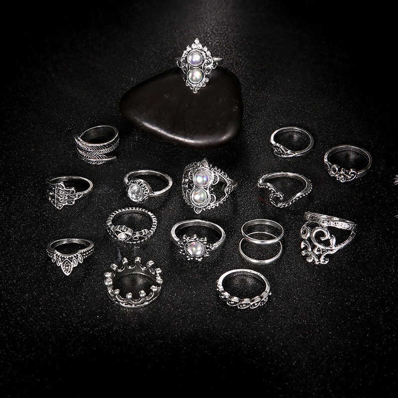 16pcs / Set Cincin Desain Mata Kucing Untuk Wanita