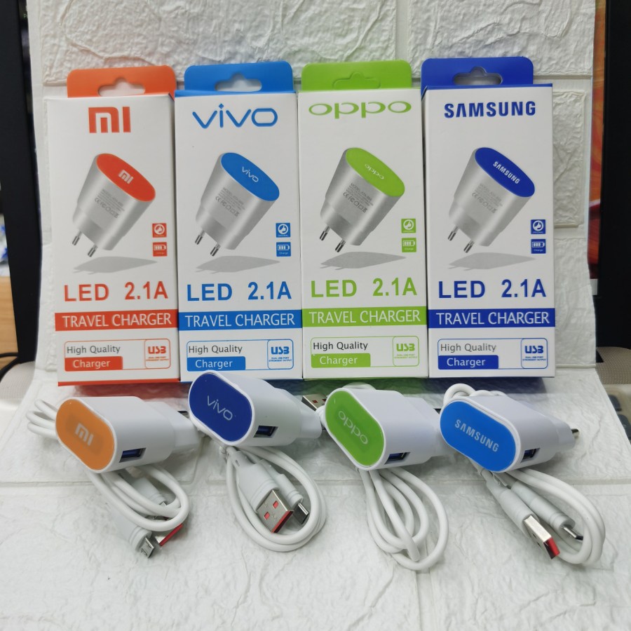 Charger With LED / Casan Hp Berbagai Type  2.1A