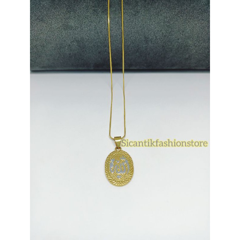 PROMO KALUNG Titanium Plus Liontin Gold Lafadz Allah FASHION WANITA/PRIA ANTI KARAT SELAMANYA LIOTIN