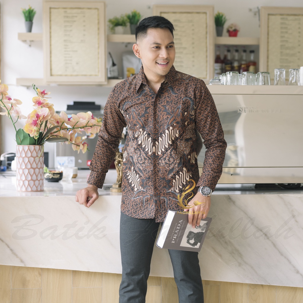 Kemeja Batik pria Slimfit Lengan Panjang Lapis Furing Kemeja Batik Pria Moderen Kekinian Batik Pria 