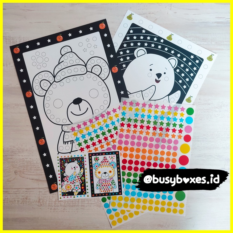 [busyboxes.id] Mainan Edukasi Aktivitas anak mainan montessori preschool Menempel Sticker seri beruang bear