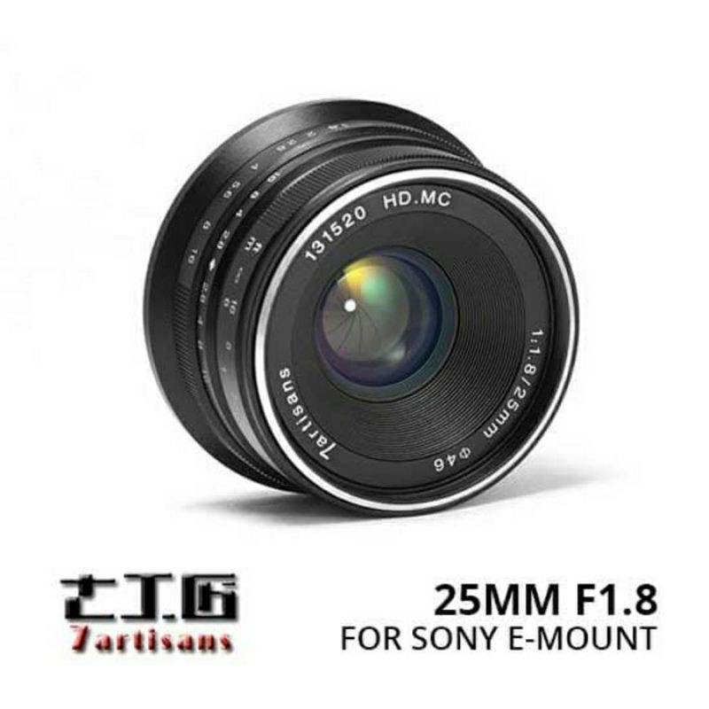 Lensa 7artisan SONY Emount 25mm F1.8 black and silver