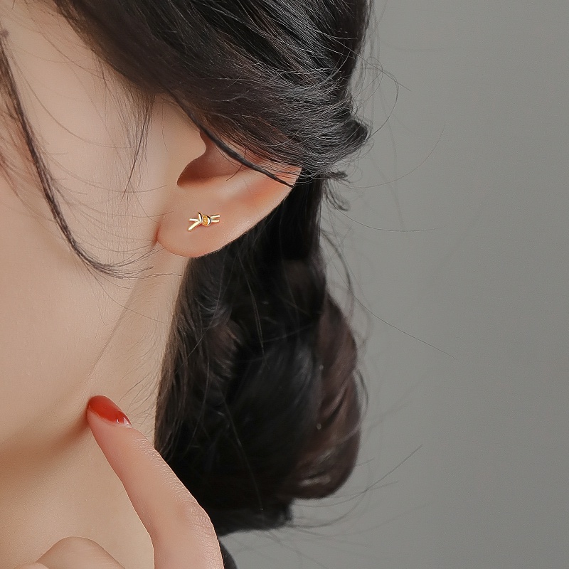 Roselife 1 Pasang Anting Tusuk Sterling Silver 925 Desain Pita Simple Anti Alergi Untuk Wanita