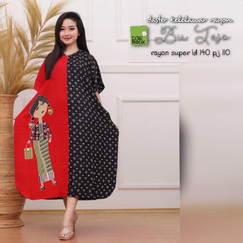 Daster Bu Tejo Batik Homedress Kelelawar Baju Tidur Rayon Pastel Baju Tidur Kartun Jumbo Santai Home