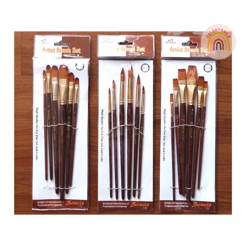 

Bomeijia Artist 6 pcs Coffee Artist's Brush Round / Filbert / Flat Kuas Lukis