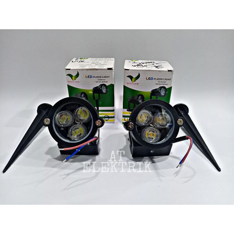 Lampu Tancap / Lampu Taman / LED Flood Light Outdoor 3 Watt Wing Lock / Sky Light / Wandi / Kentlite warna putih dan warm white