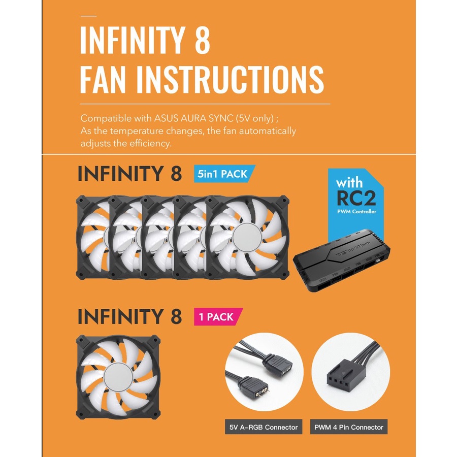 DARKFLASH INFINITY | 5 in 1 + Controller | Fan Case 12cm ARGB PWM Aigo 8