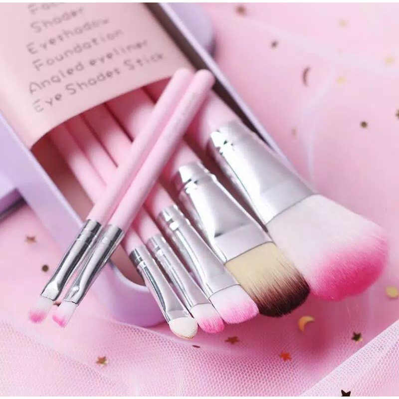 BRUSH SET KUAS MAC HELLO KITTY PINK ISI 7 KUAS MAKE UP KOSMETIK MAKEUP