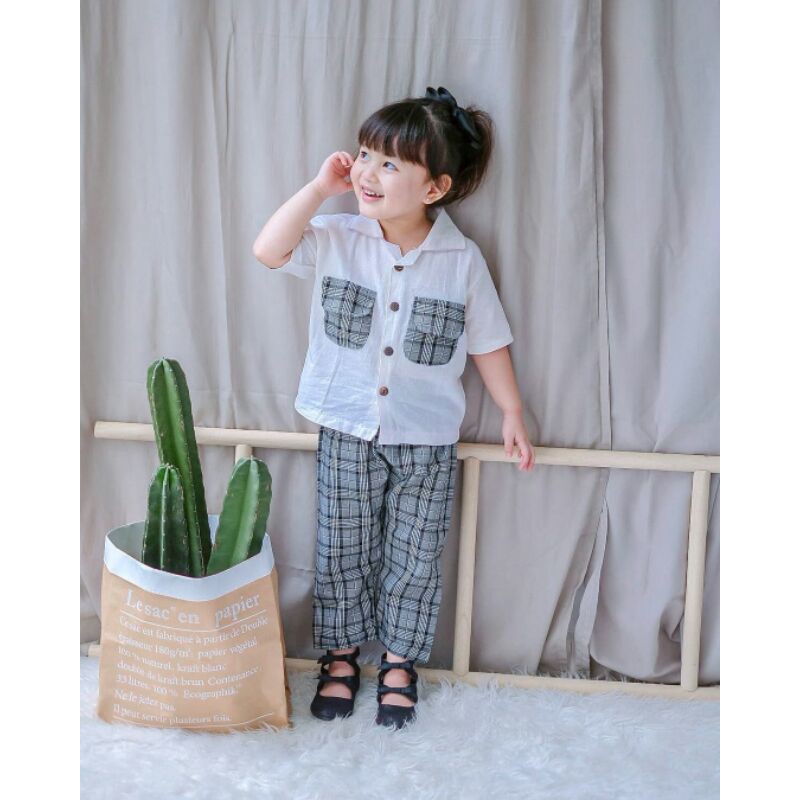 FUJITA SET by Qintha Kids - Baju Setelan Tartan Anak Cewek Cowok Perempuan Laki Laki