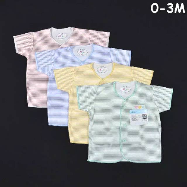 MIYO 1 Pcs Baju Lengan Pendek Bayi / Baby Salur (0-3M / 3-6M)| Baju Bayi / Perlengkapan Bayi Baru Lahir