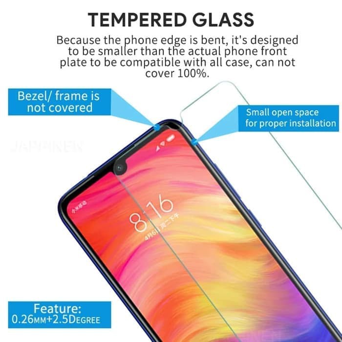 Xiaomi Redmi Note 7 Tempered Glass 2.5D Anti Gores Kaca - Bening