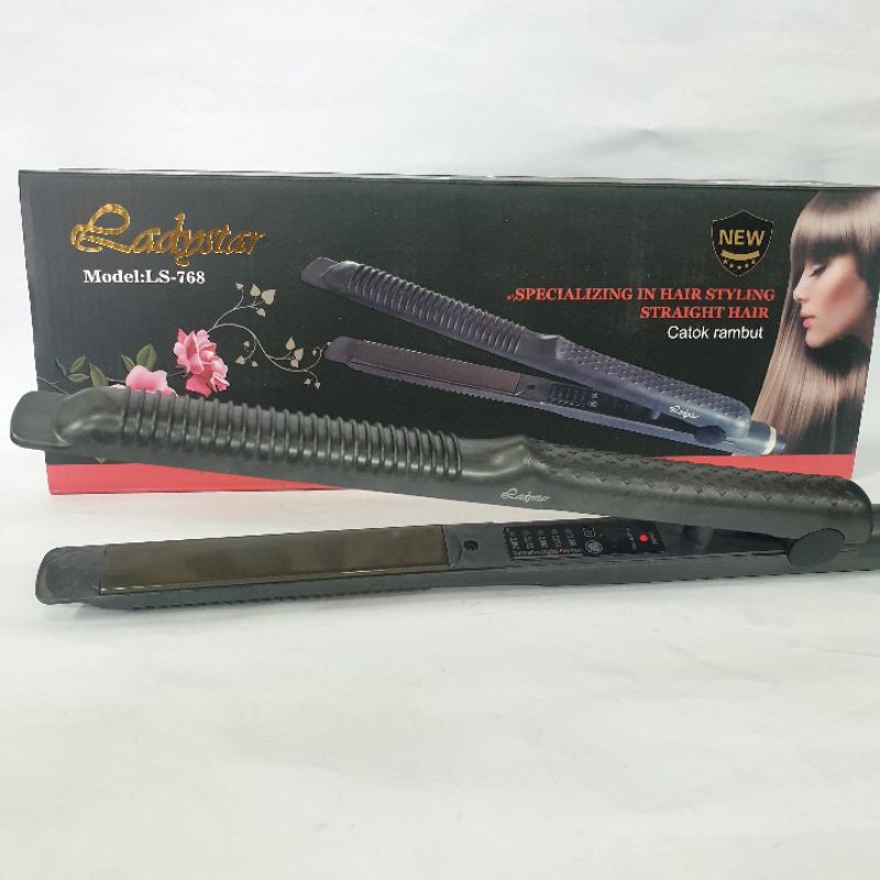 Catokan Rambut Ladystar Ls768 Alat Catok Suhu Panas Profesional Bagus 2in1 Curly Keriting Lurus dan Hair straightener Rebonding