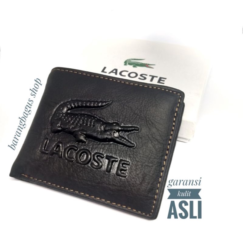 Dompet Import kulit asli pria Logo Lacoste