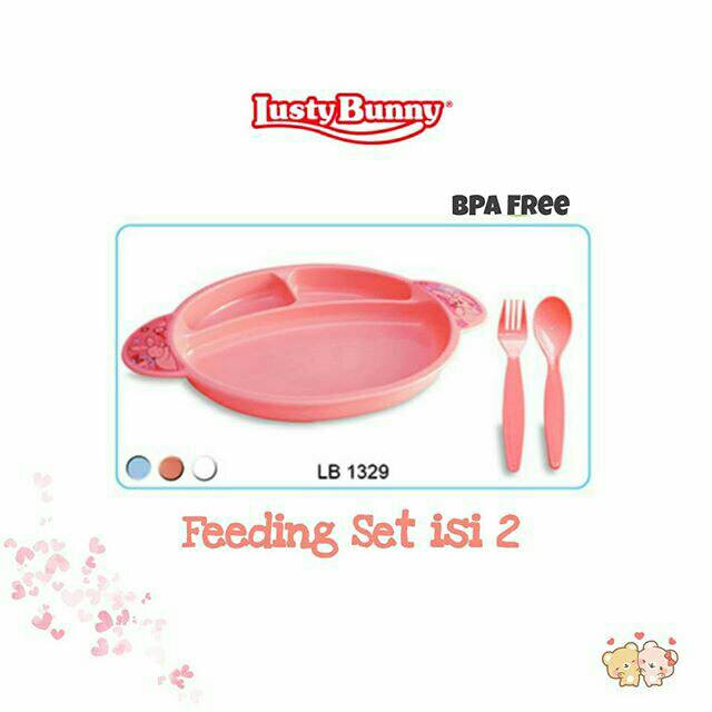 Feeding set isi 3 / paket piring sendok garpu bayi Lusty Bunny LB1329