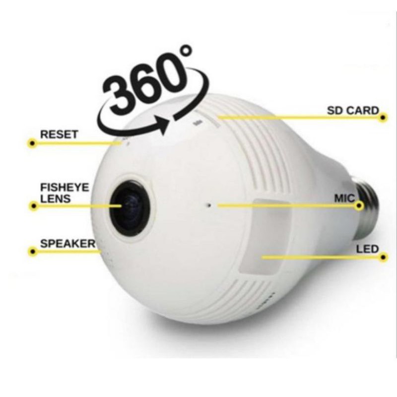 New Camera cctv wifi 8MP HD 1080p panoramic 360 Derajat bentuk lampu