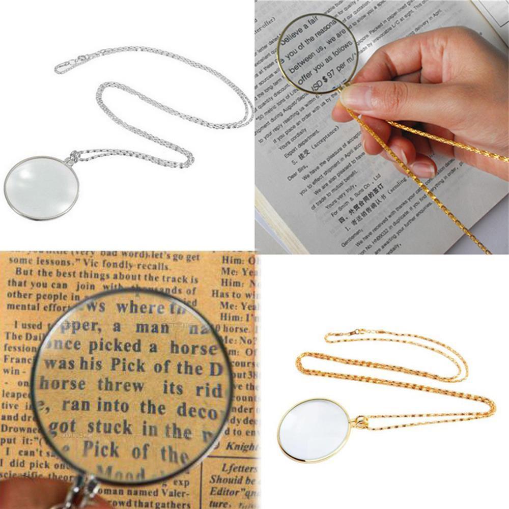 Nanas Kaca Pembesar Kalung Hadiah Baru Membaca Pembesar Liontin Liontin Kalung Magnifier Monocle Jewelry Loupe