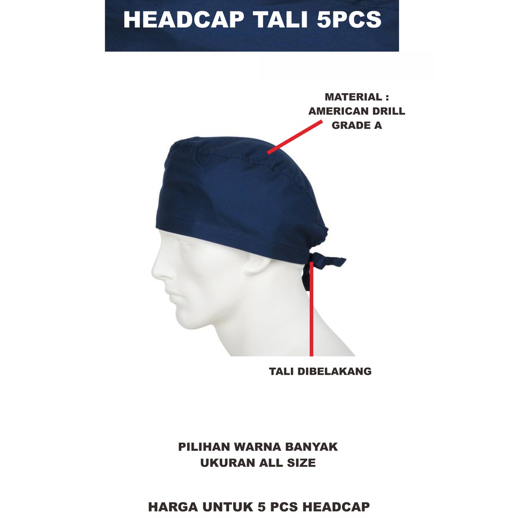 Penutup Kepala Medis Surgical Headcap 5pcs