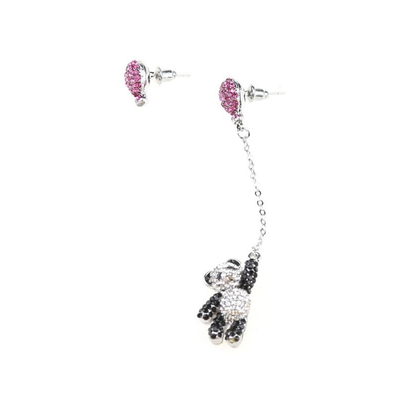 SIY  Irregular cute black white bear pink balloon earrings tassel dangle earrings