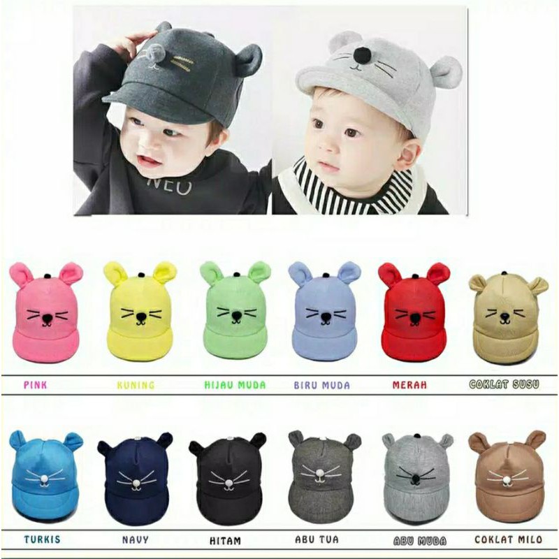 Topi Bayi Lucu / Topi Bayi Karakter Kucing / Baby Hat / Topi pompom [ Bunda Altaf ]