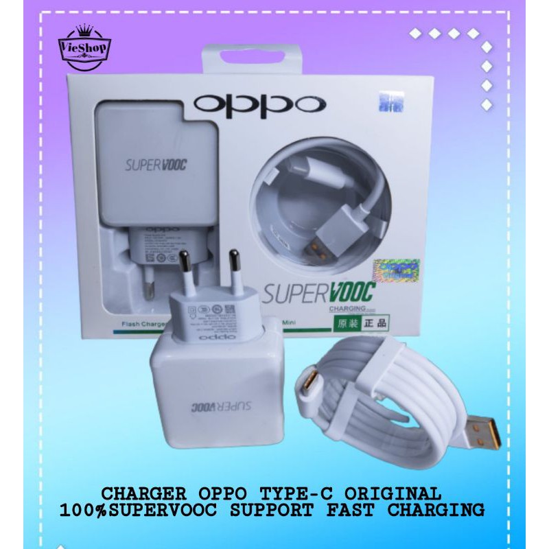 Charger Oppo Super Vooc 5A Fast Charging USB Tipe-C / Charger oppo Find X A5 A9 2020 Reno 2 2f