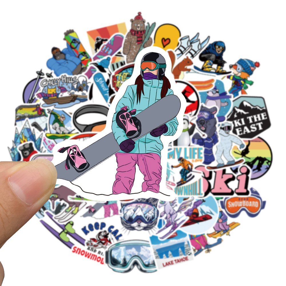 50PCS Cartoon Outdoor Extreme Ski Sports Sticker Luggage Notebook Hand Account Graffiti Decoration Kids Toy